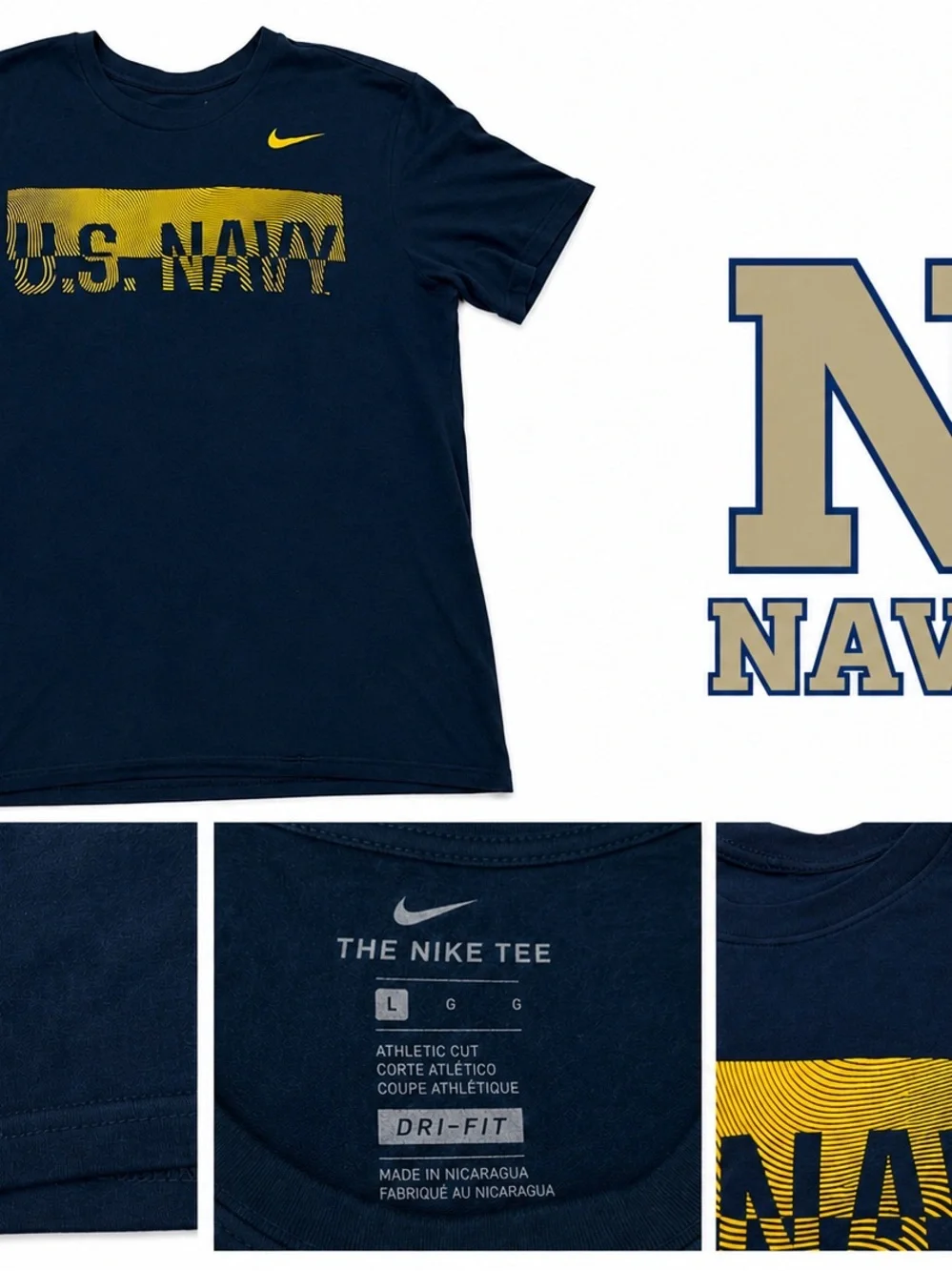 Nike Kids Navy Tee with Yellow U.S. NAVY Graphic